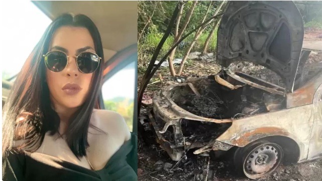  Mulher desaparece após deixar filhos com amiga; carro é achado carbonizado