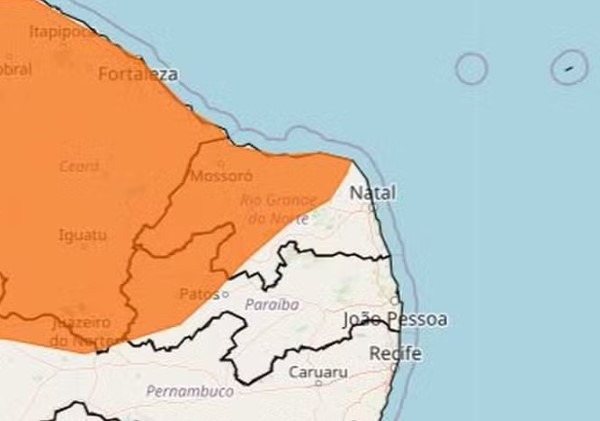 Instituto alerta para chuvas de até 100 milímetros em 106 cidades do RN; veja lista