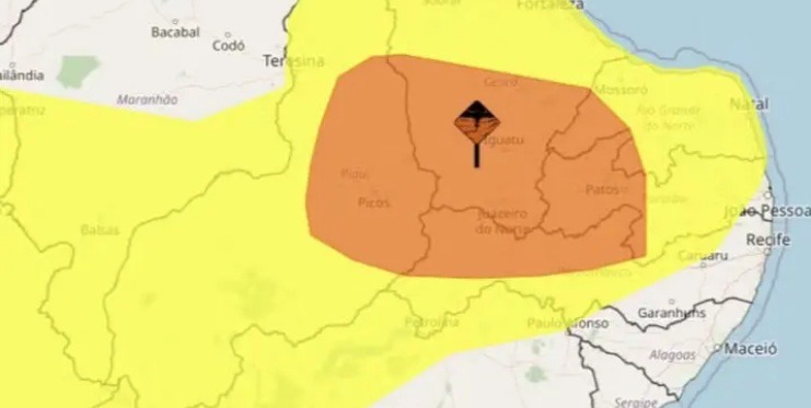 Instituto emite alerta de perigo de chuvas intensas em 52 cidades do RN