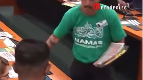 VÍDEO: Homem circula com camiseta do Hamas em evento na Câmara dos Deputados