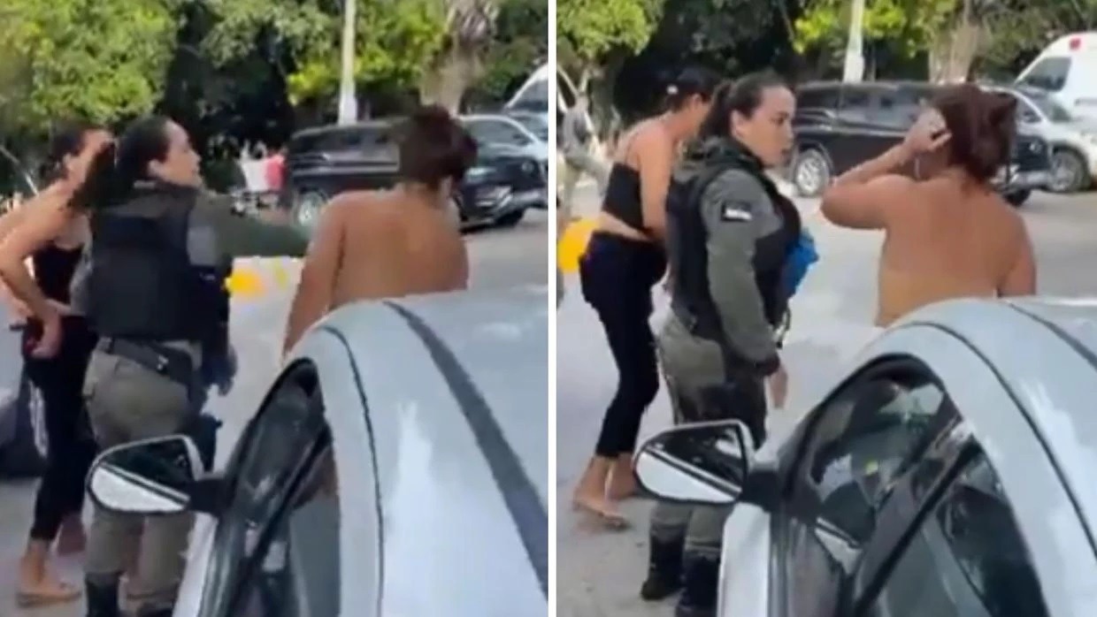 [VÍDEO] Mãe suspeita de espancar a filha leva tapa de policial: “tu não gosta de bater?”