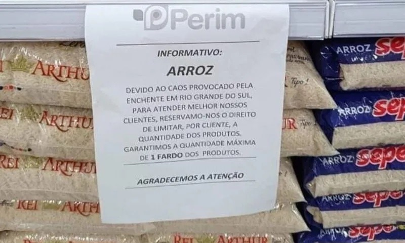 Venda de arroz é limitada em supermercados do país