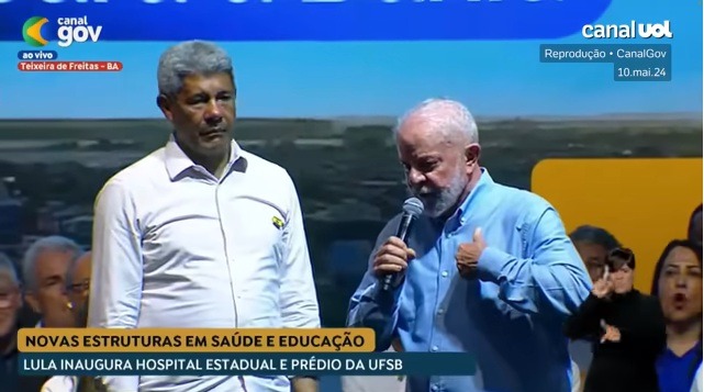 [VÍDEO] Lula inaugura obra na BA e critica prefeito ausente: 'falta de respeito'