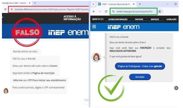 Site simula página para inscrição no Enem e engana candidatos