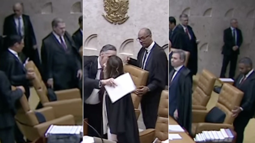 Cena de assessores puxando cadeiras no STF viraliza na internet