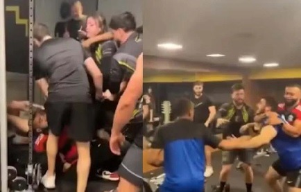Homens discutem e trocam socos durante treino em academia 