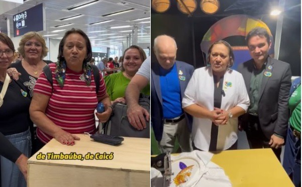 Fátima Bezerra teve problemas ao embarcar com máquina de costura para Paris