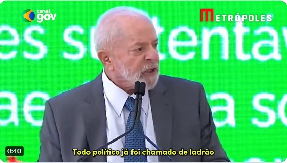 [VÍDEO] “Todo politico já foi chamado de ladrão, nós temos que fazer jus a todo esse xingamento”, diz Lula; ASSISTA