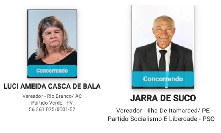 Jarra de Suco, Luci Casca de Bala e Pinto da Acessibilidade: Confira os nomes mais inusitados nas eleições 2024
