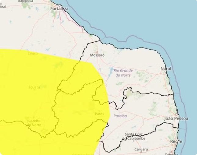 Inmet alerta para baixa umidade em 54 municípios do RN; veja lista