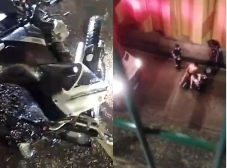VÍDEO: Motociclista despenca 5 metros ao derrapar e cair em túnel em Natal