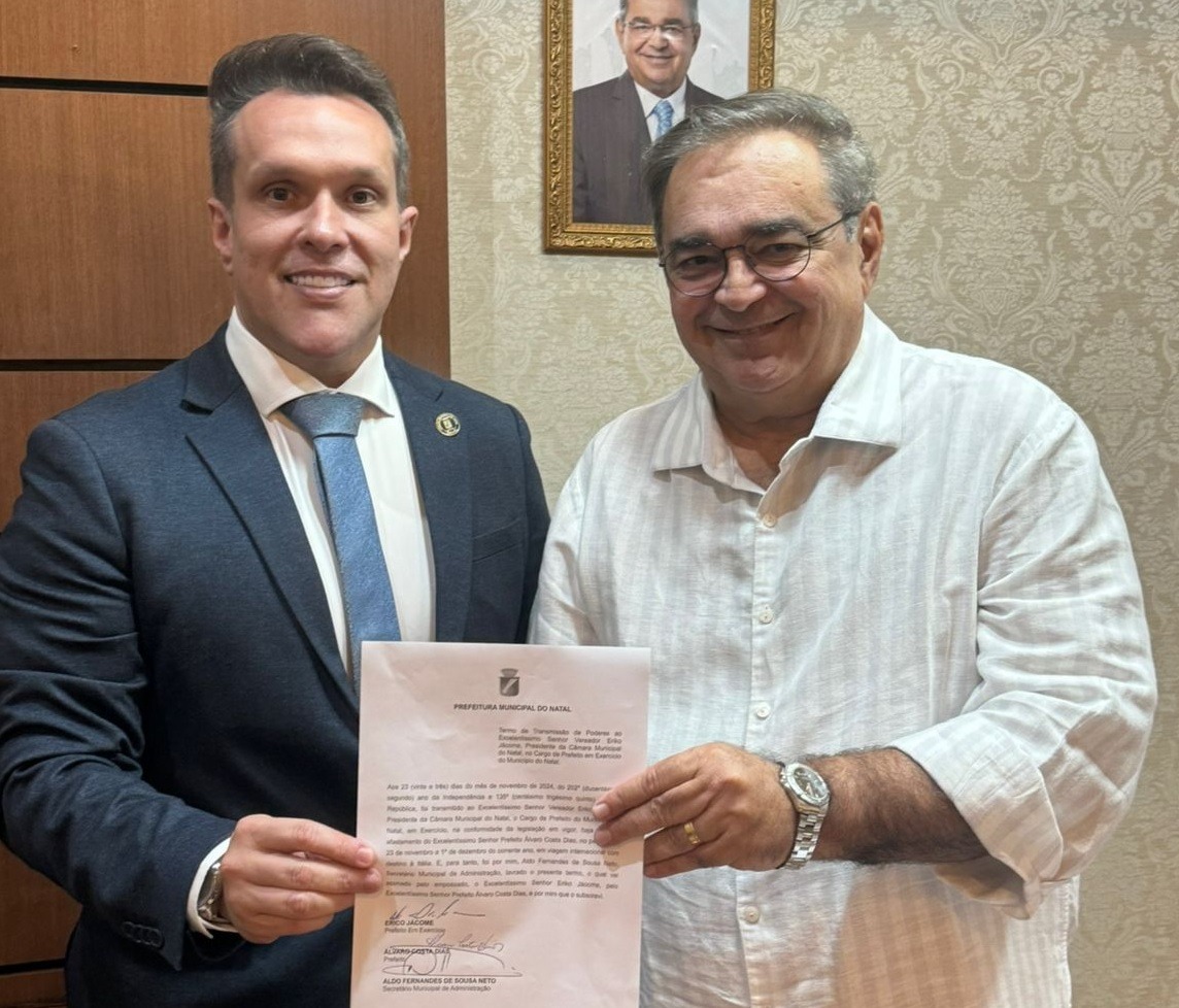 Presidente da Câmara, Eriko Jácome, assume interinamente Prefeitura de Natal