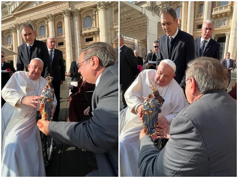 Álvaro Dias se encontra com papa Francisco no Vaticano e entrega imagem da padroeira de Natal