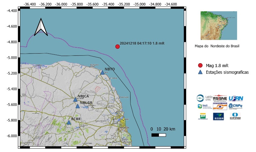 Terremoto é registrado em plataforma continental na altura do RN