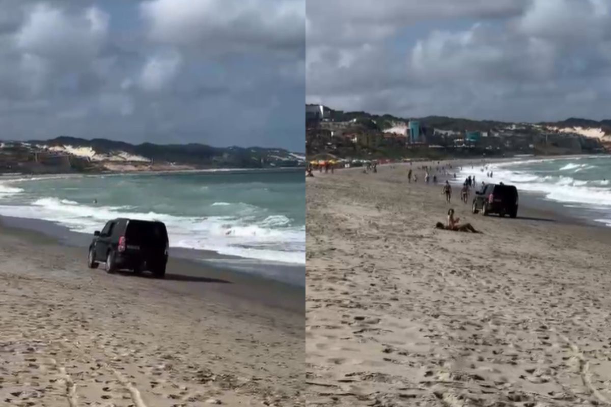 Motorista é flagrado dirigindo carro de passeio pela areia em Ponta Negra
