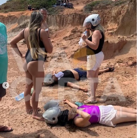 VÍDEO: Casal fica ferido após acidente com quadriciclo na Praia de Pipa