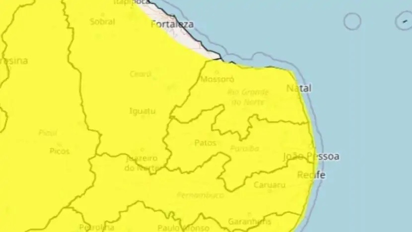 Inmet emite alerta de chuvas intensas para todo RN