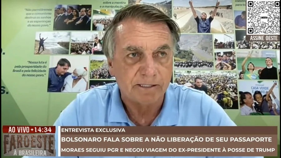 Bolsonaro diz que vai recorrer da decisão de Moraes, mas que Michelle vai representá-lo na posse de Trump