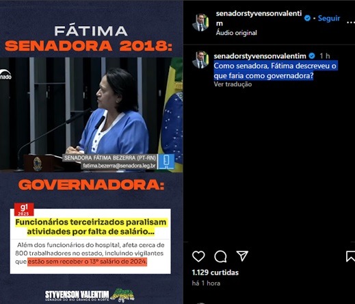 Styvenson resgata vídeo de Fatima criticando atraso de salários na gestão anterior; assista