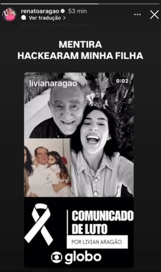Perfil de filha de Renato Aragão, o Didi, é invadido e espalha notícia falsa de morte do humorista