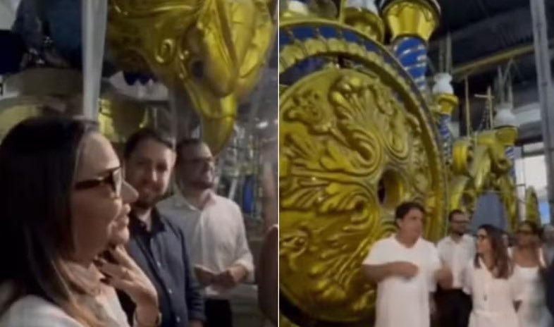 Janja é criticada nas redes sociais após ‘vazar’ águia da Portela em visita ao barracão da escola de samba 