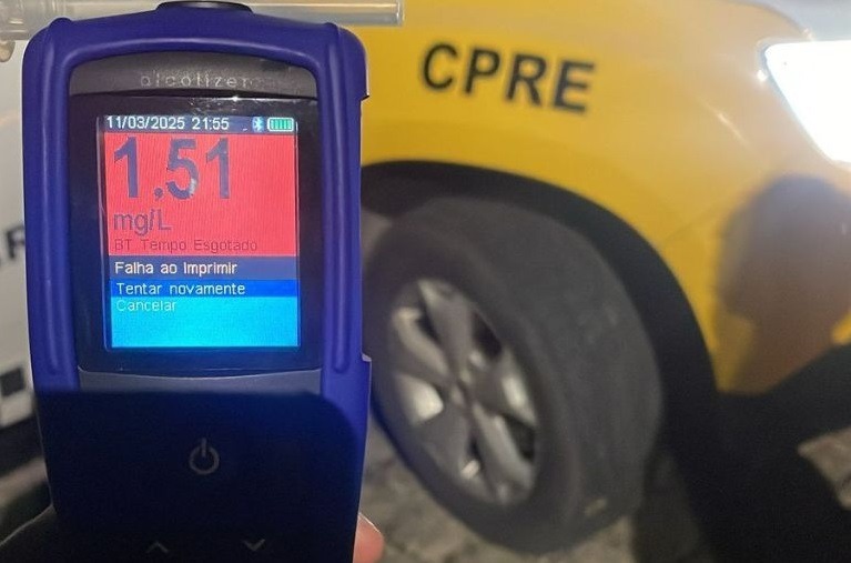 Motociclista embriagado registra o segundo maior índice de alcoolemia do RN