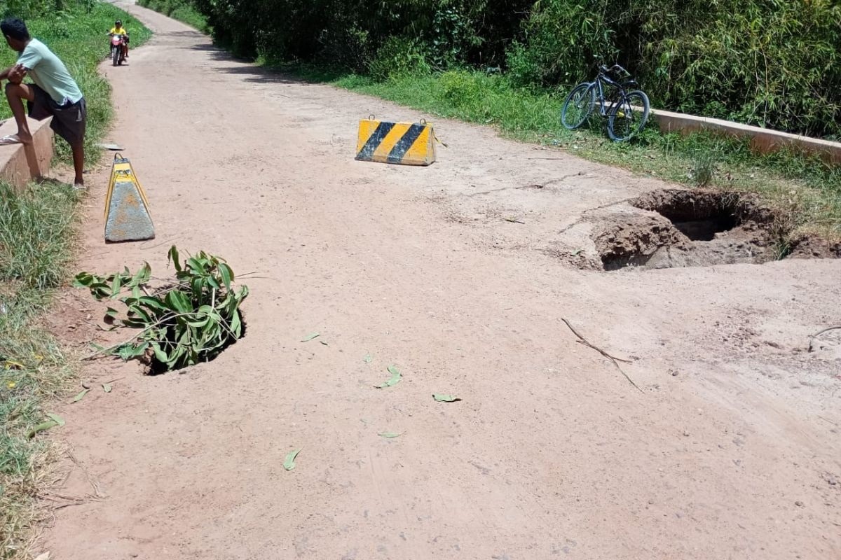 Nova cratera aumenta risco de desabamento da Ponte do Vigário em Macaíba