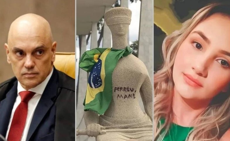 Moraes negou 9 vezes liberdade para mulher que pichou estátua antes de conceder prisão domiciliar