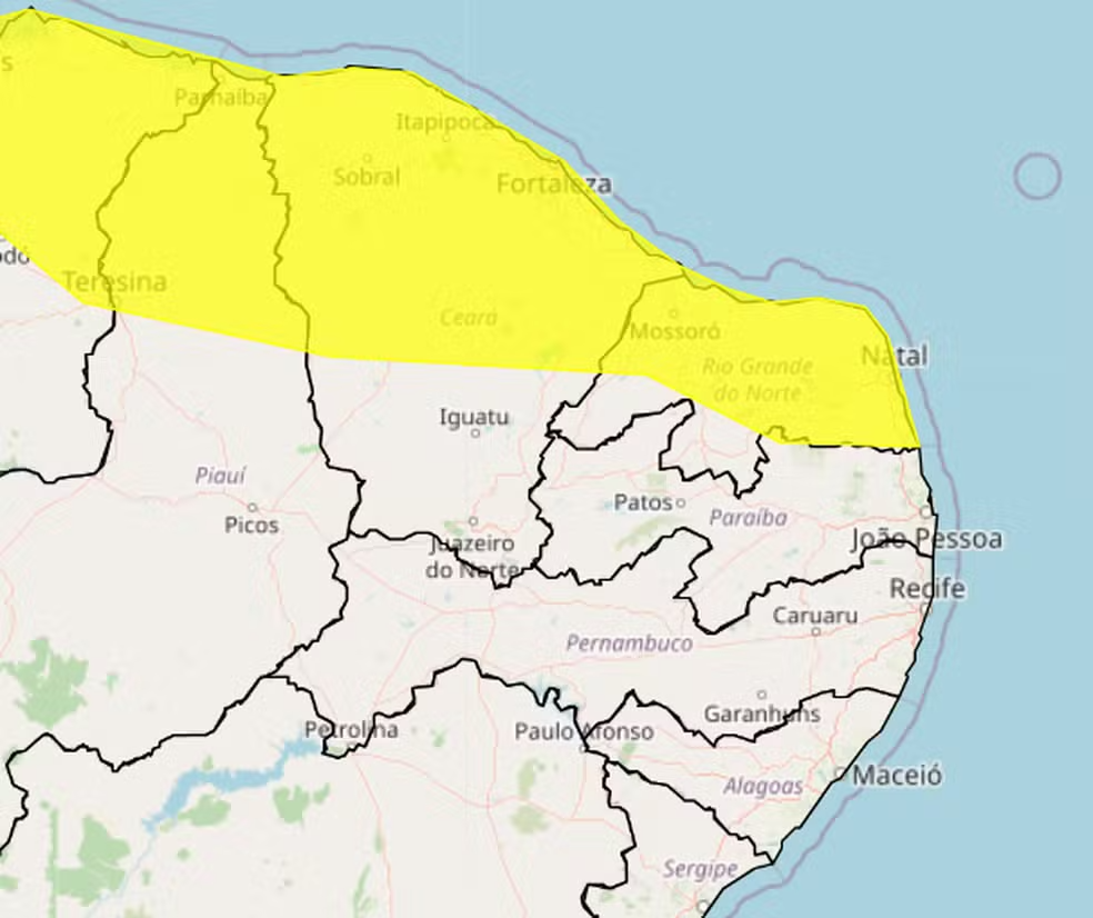 Inmet alerta para chuvas em Natal e mais 115 cidades no RN; veja lista
