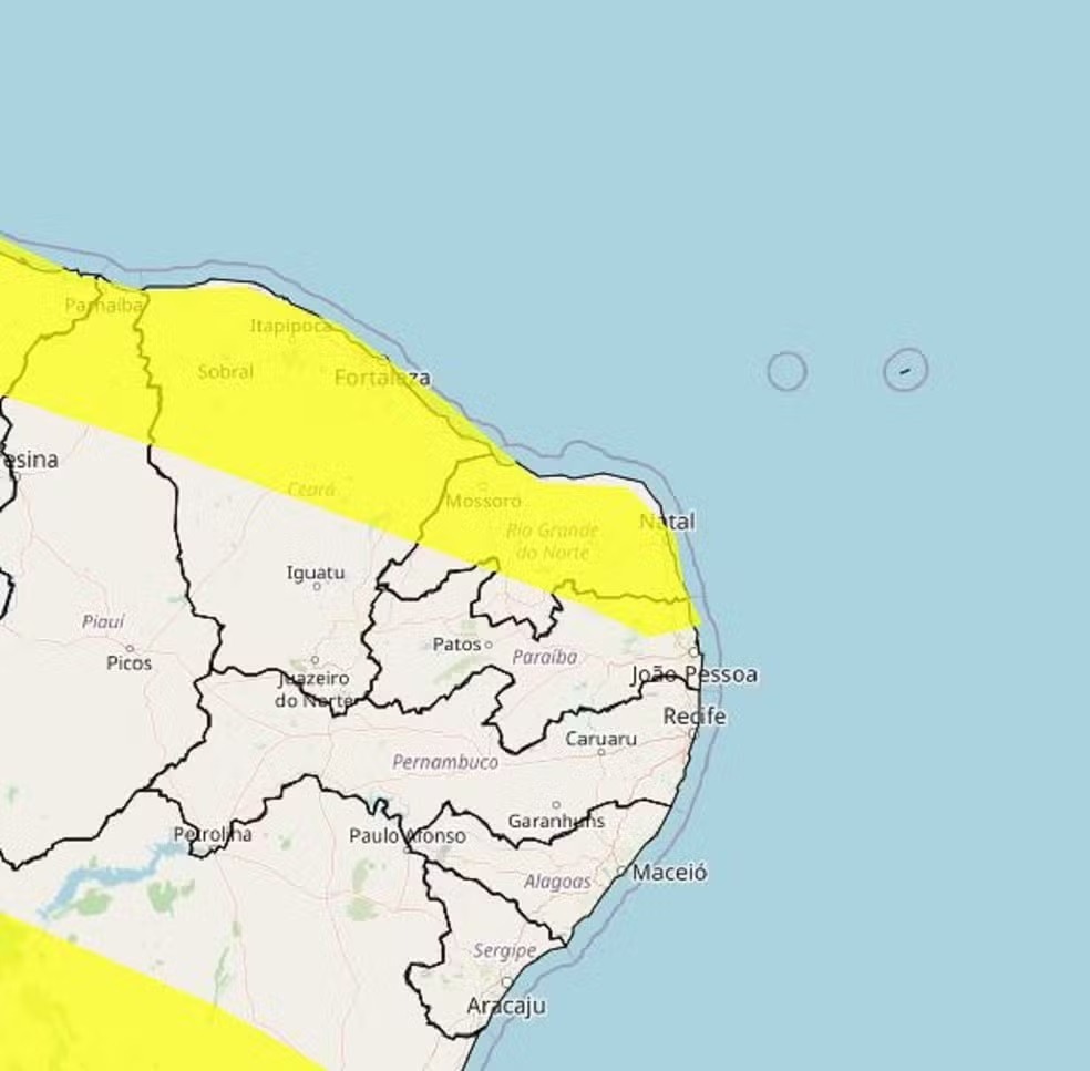 Inmet alerta para chuvas intensas em 127 cidades do RN; veja lista