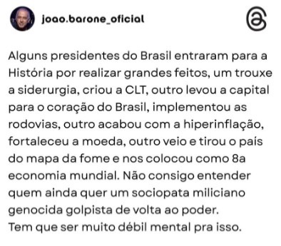 Baterista dos Paralamas do Sucesso, João Barone, chama bolsonaristas de débeis mentais