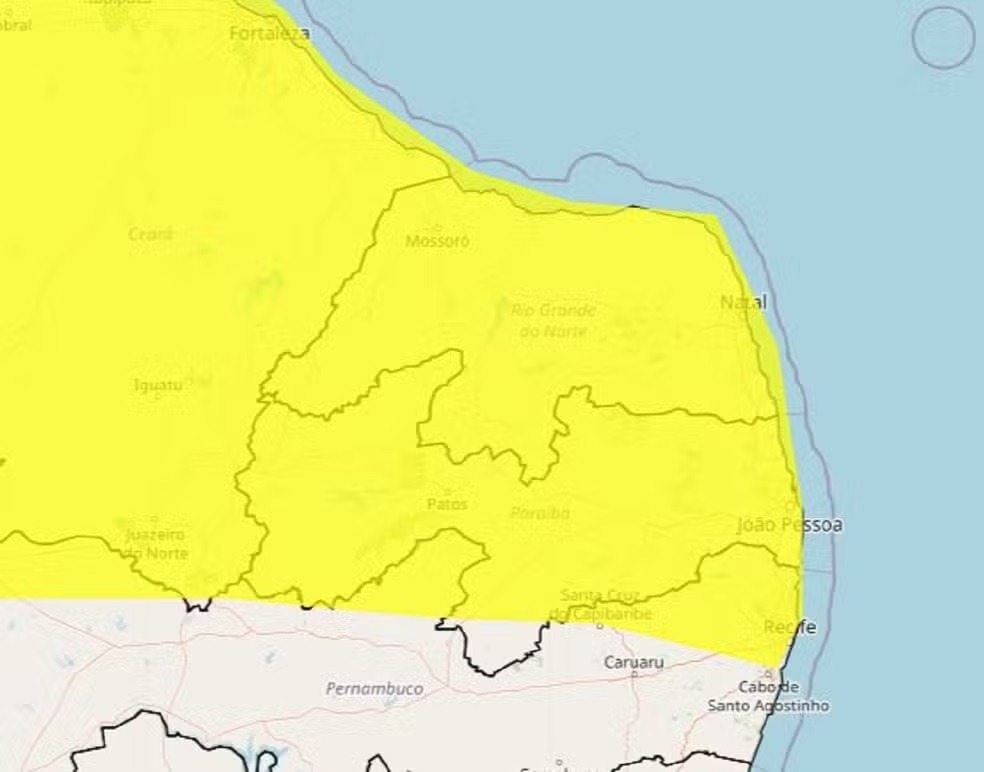 Inmet renova alerta de chuvas intensas para todas as cidades do RN