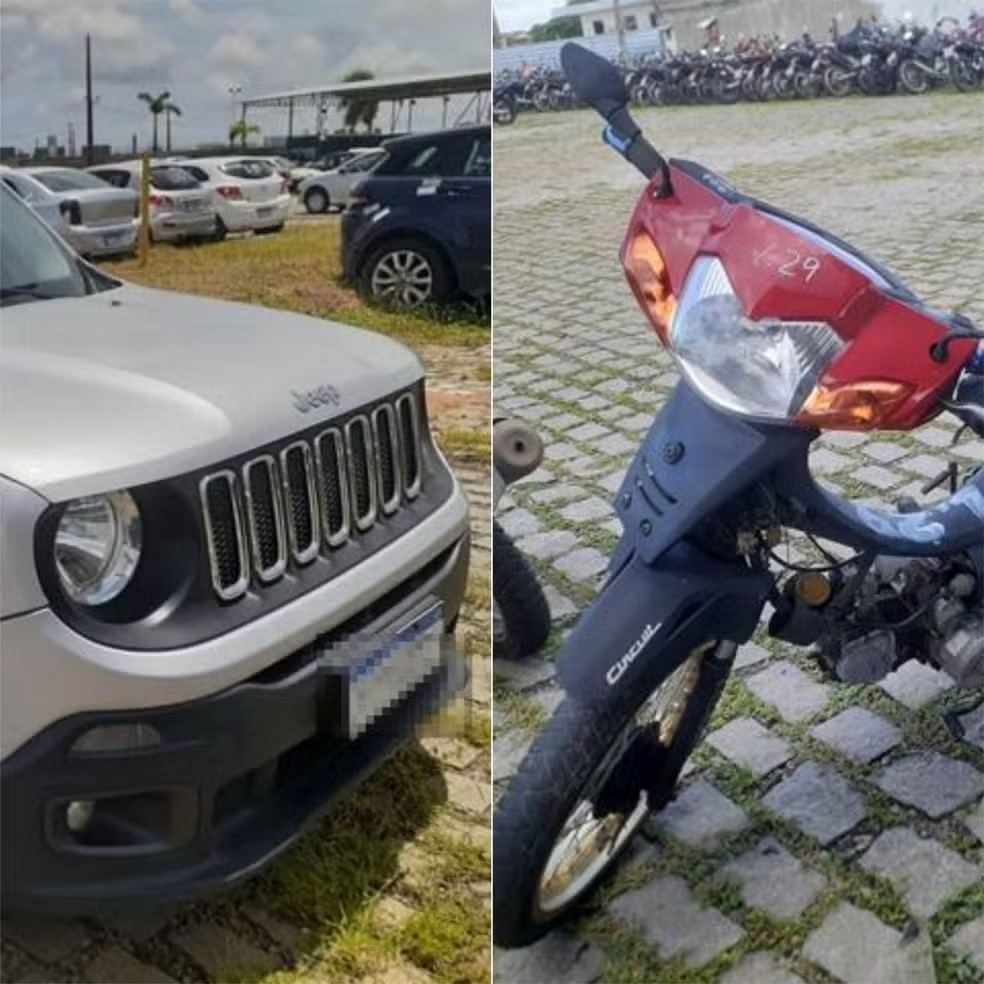 Motos a partir de R$ 400 e Jeep Renegade a R$ 20 mil: Detran realiza leilão de veículos no RN