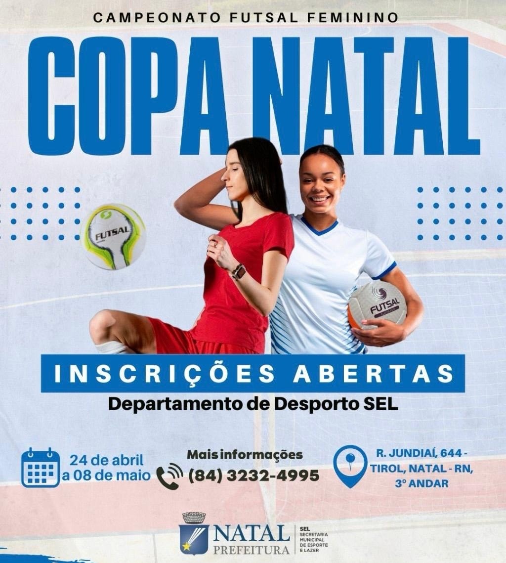 Inscrições para Copa Natal de Futsal Feminino estão abertas até o dia 8 de maio