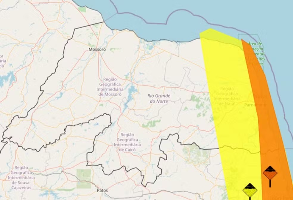 Inmet emite dois alertas com previsão de chuvas de até 100 mm em cidades do RN; veja
