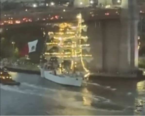 VÍDEO: Navio da Marinha Mexicana colide contra famosa ponte em Nova York e deixa dois mortos