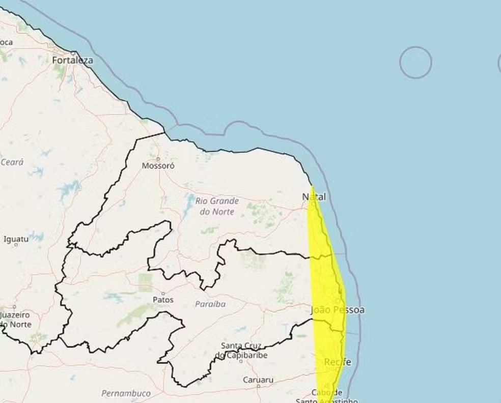 Inmet alerta para acumulado de chuvas em Natal e mais 17 cidades do RN