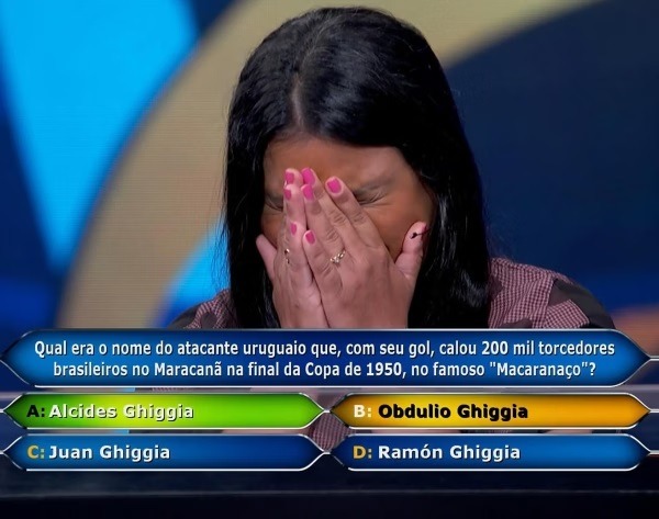 Veja a pergunta de R$ 1 milhão que eliminou participante no Domingão