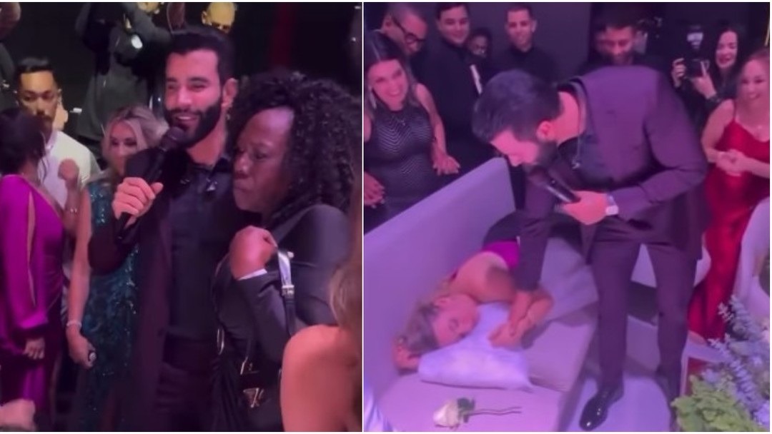 Gusttavo Lima canta para acordar convidada adormecida em casamento