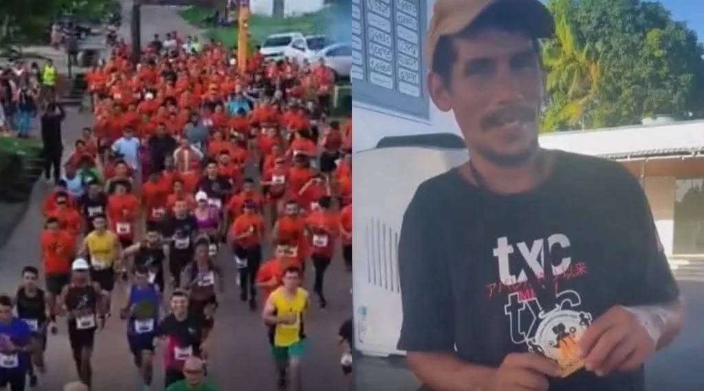 VÍDEO: Bêbado e de chinelo, homem desbanca participantes de corrida de 8km e ganha medalha