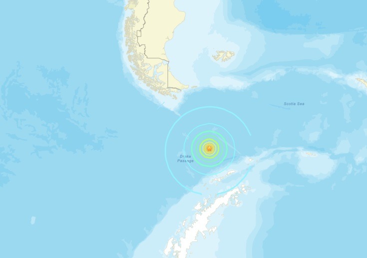 Terremoto de magnitude 7,5 atinge região entre América do Sul e Antártida