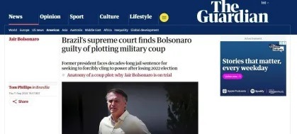 Imprensa mundial repercute condenação de Bolsonaro no STF
