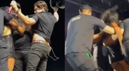 [VÍDEO] Mulher invade palco e morde Natanzinho Lima em show