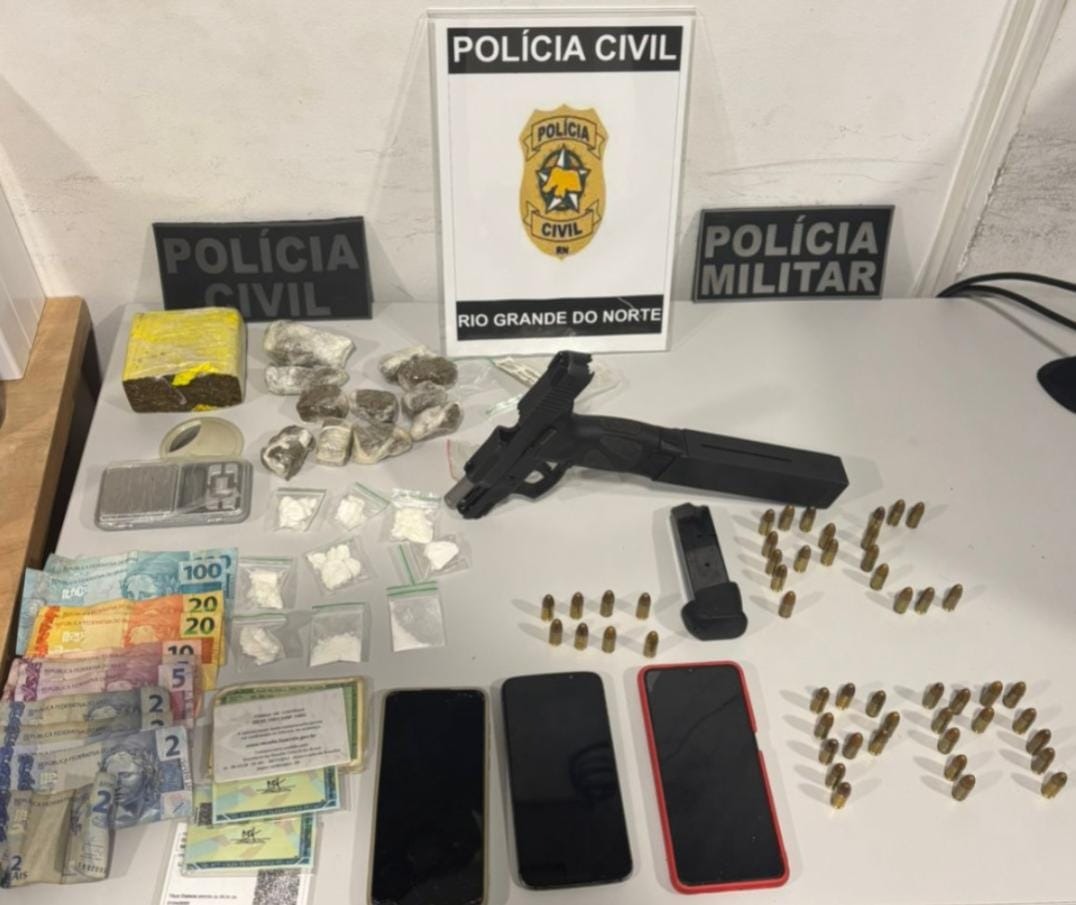 Operação conjunta das polícias apreende armas e drogas em Santa Cruz