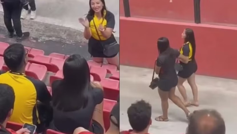 Mulher flagra traição do companheiro durante partida de futebol e vai embora com amante após discussão