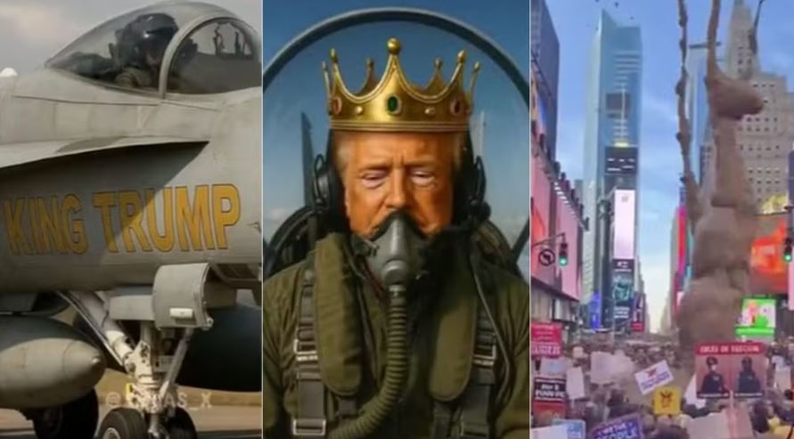 Trump publica imagens criadas por IA em que usa coroa e despeja fezes sobre manifestantes