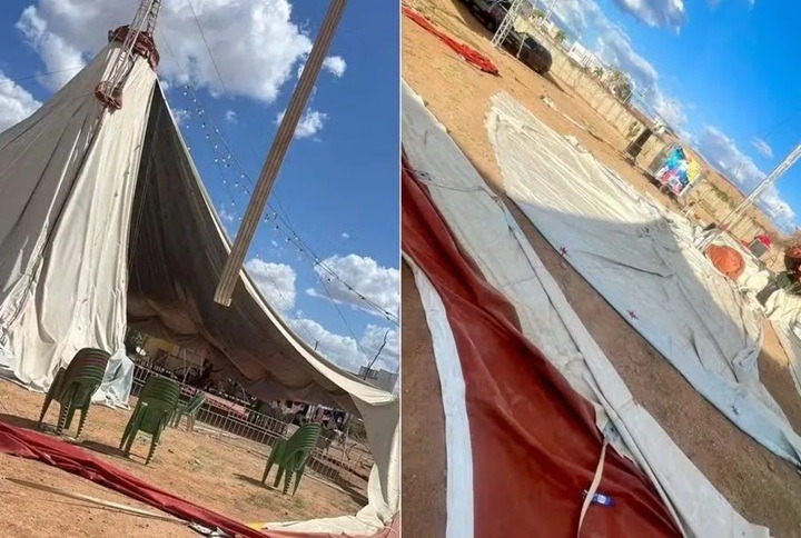 Ventania destrói lona de circo em Pau dos Ferros, interior do RN; prejuízo é de R$ 80 mil