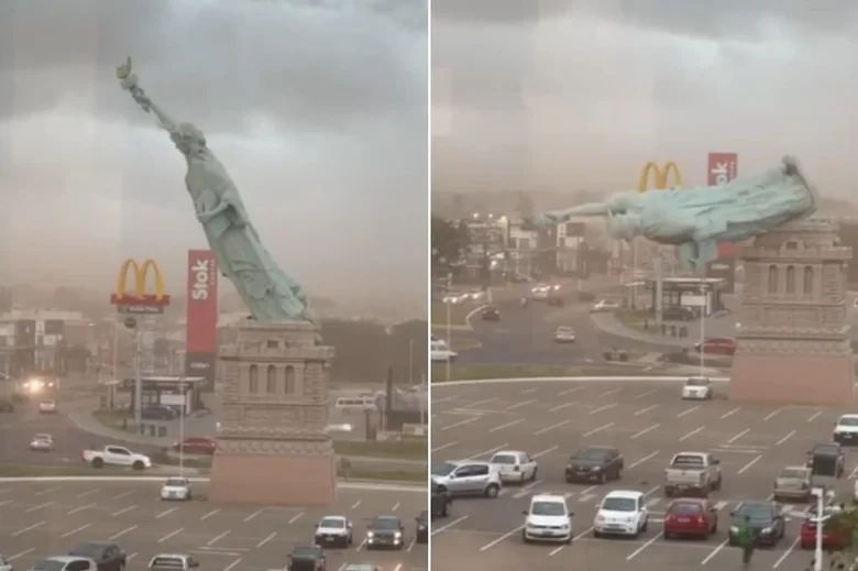 Estátua de loja da Havan cai com ventania acima de 90km/h 