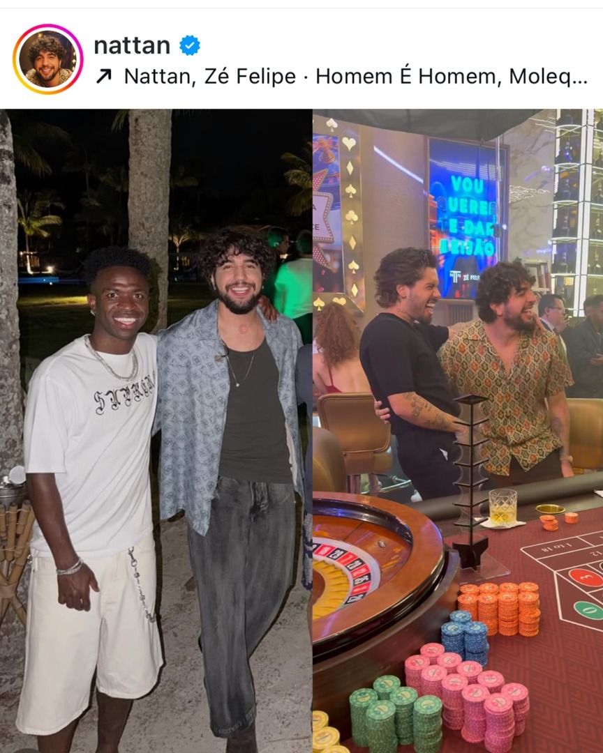 Nattan comete gafe e posta foto com Vini Jr usando música gravada com Zé Felipe