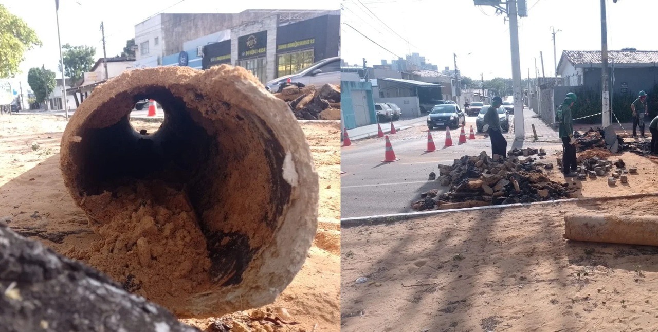 Cratera interdita trecho da Av. Prudente de Morais em Candelária